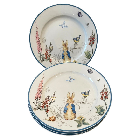 World of Beatrix Potter & Peter Rabbit Porcelain 10.75in Dinner Plates Set 4 NEW - Picture 2 of 9